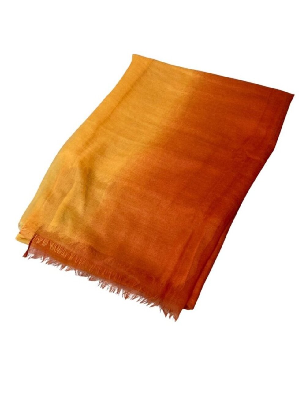 Loro Piana Cashmere 100% Gradation Large Shawl Orange Yellow Scarf